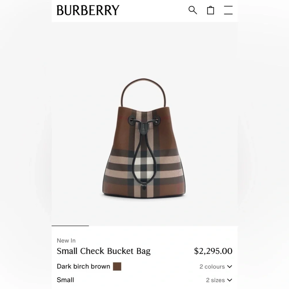 Burberry Dark Birch Small Drawstring Bucket - Picture 12 of 14